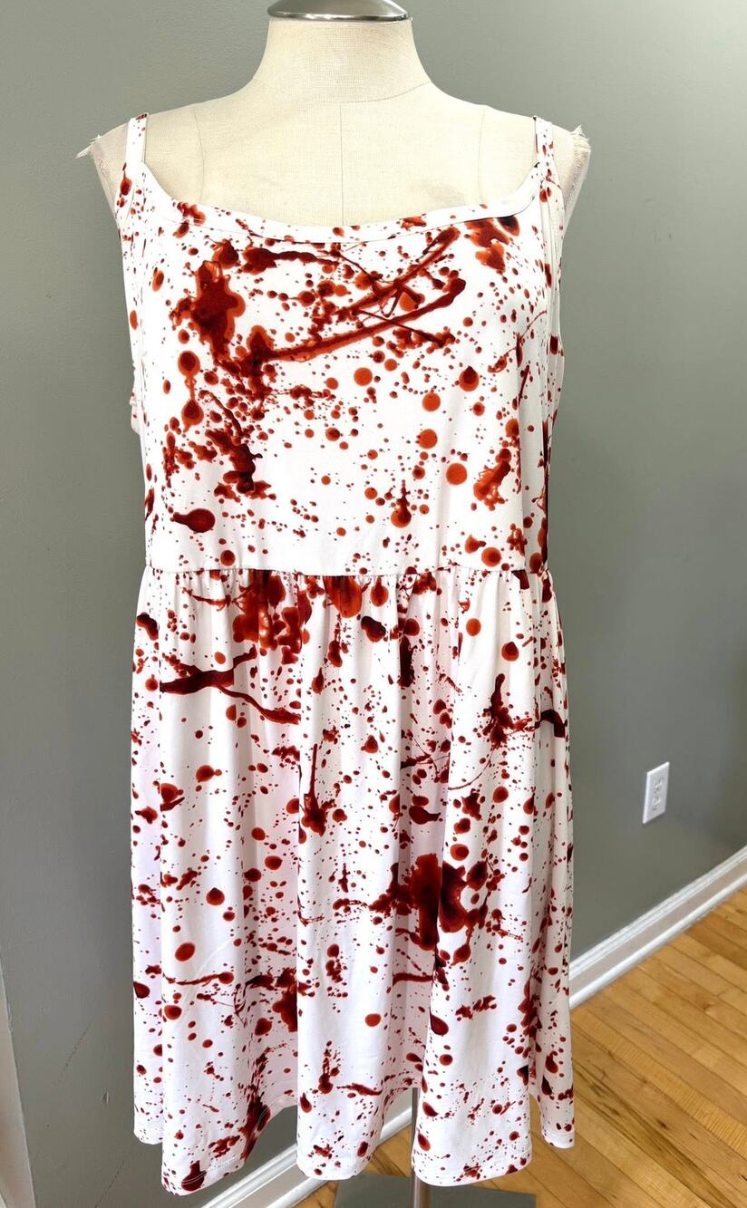 Hot Topic 4 (4X 26) White Blood Splatter Mini Skater Dress Halloween Punk Zombie